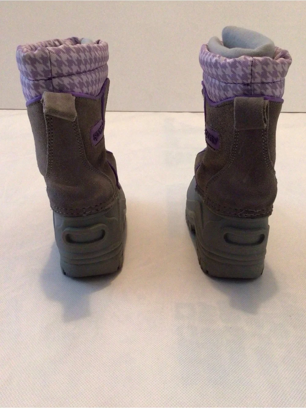 Sporto Frost II-G Kids Size 11M Waterproof Snow Boots Gray Purple Houndstooth